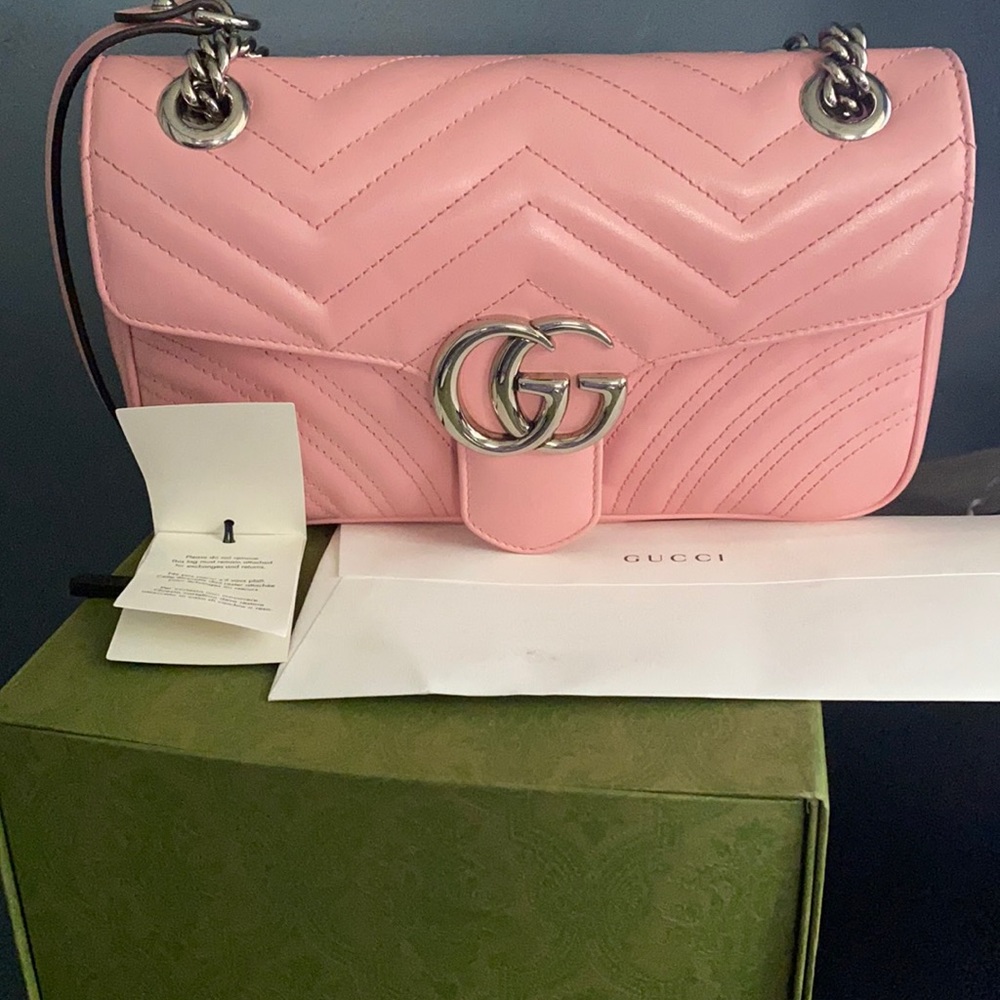 Pastel pink GG Marmont small should bag original price $2500